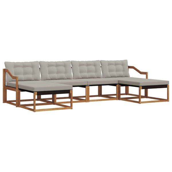 vidaXL Set de canapele de exterior 6 pcs Gri natural și deschis