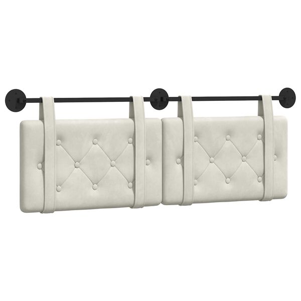 vidaXL Cap de pat suspendat Pe perete Crem 150 x 55 x 5 cm Catifea