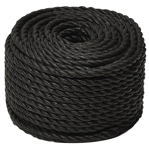 vidaXL Fr&acirc;nghie de lucru, negru, 24 mm, 50 m, polipropilenă