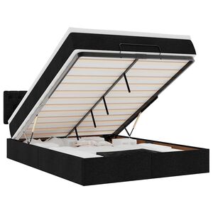 vidaXL Pat otoman cu saltea și LED-uri negru 140x190 cm țesătură