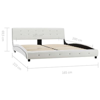 vidaXL Cadru de pat, alb, 160 x 200 cm, piele ecologică