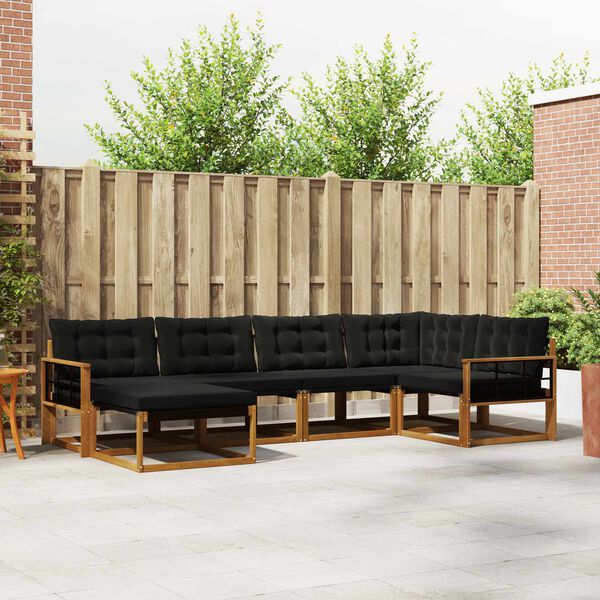 vidaXL Set de canapele de exterior cu pernă 18 pcs Natural și Negru