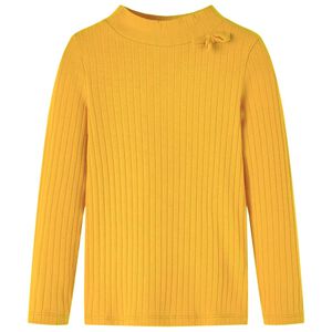 Tricou de copii cu m&acirc;neci lungi, tricot cu nervuri, ocru &icirc;nchis, 92