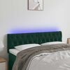 vidaXL Tăblie de pat cu LED, verde &icirc;nchis, 144x7x78/88 cm, catifea