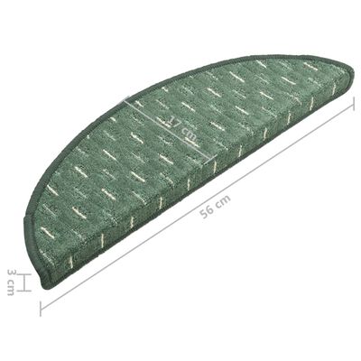 vidaXL Covorașe pentru trepte scară, 15 buc., verde, 56x20 cm