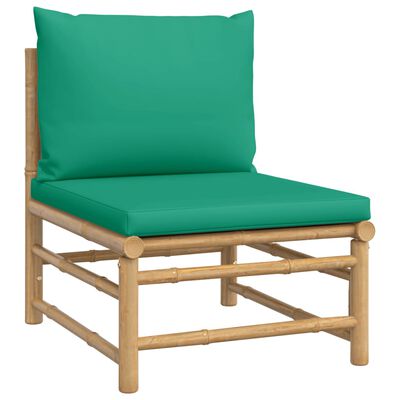 vidaXL Set mobilier de grădină cu perne verzi, 8 piese, bambus