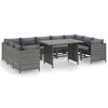 vidaXL Set mobilier de grădină cu perne, 10 piese, gri, poliratan