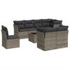 vidaXL Set canapele de grădină, 9 piese, cu perne, gri, poliratan