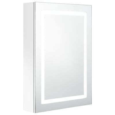 vidaXL Dulap de baie cu oglindă și LED, alb strălucitor, 50x13x70 cm