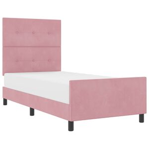 vidaXL Pat cu arcuri cu headboard Roz 90 x 200 cm Catifea