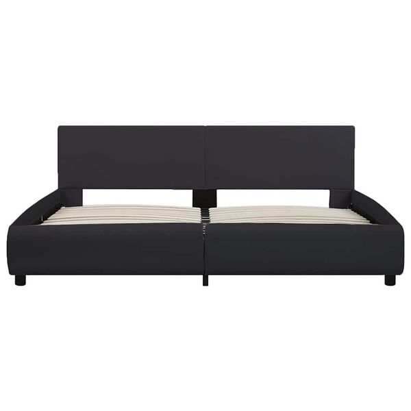 vidaXL Cadru de pat cu LED, negru, 160 x 200 cm, piele ecologică