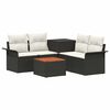vidaXL Set de canapea 6 pcs 4-Număr de locuri Negru și Alb crem