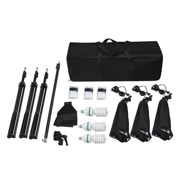 vidaXL Kit studio foto cu lumini softbox și fundal
