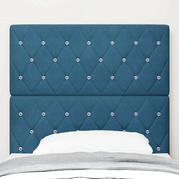 vidaXL Tăblie LED cu headboard Manual Albastru &icirc;nchis 90 cm Poliester