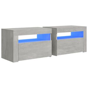 vidaXL Noptiere cu LED-uri, 2 buc., gri beton, 60x35x40 cm