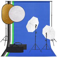 vidaXL Set studio foto cu set de lumini, fundal și reflector