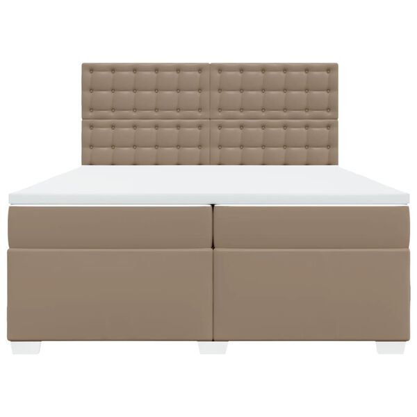 vidaXL Pat continental cu saltea, cappuccino, 200x200 cm, piele eco