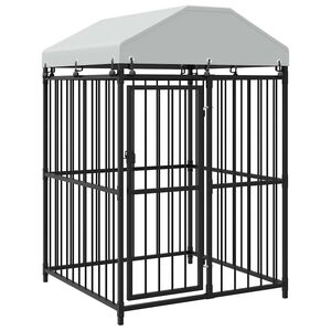 vidaXL Padoc pentru c&acirc;ini de exterior cu acoperiș, 120x120x150 cm