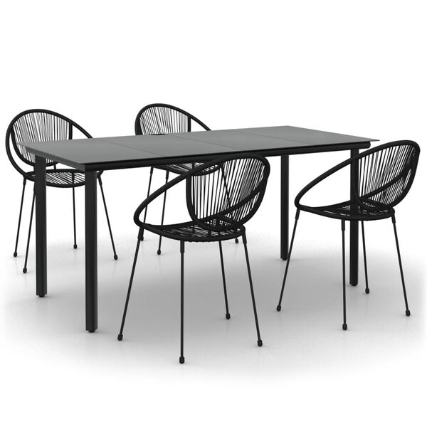 vidaXL Set mobilier de grădină, 5 piese, negru, ratan PVC