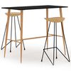 vidaXL Set de bar, 3 piese, negru