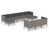 vidaXL Set mobilier de grădină cu perne, 10 piese, gri, poliratan
