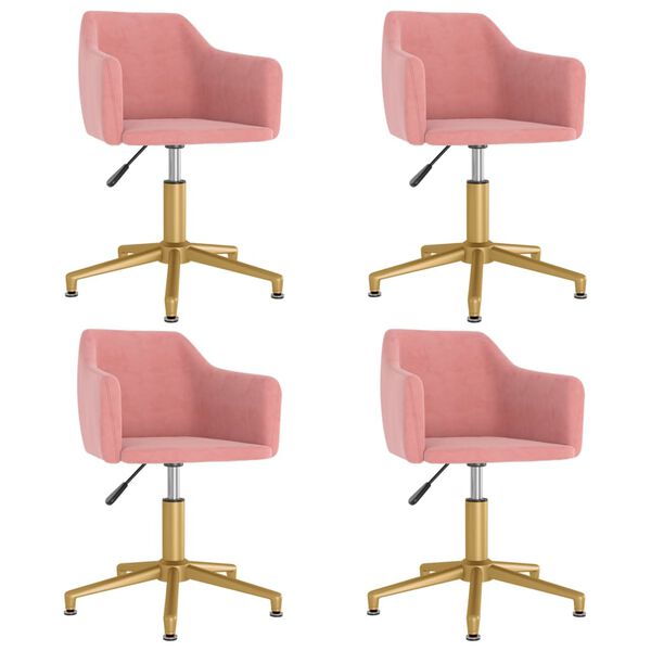 vidaXL Scaune de masă pivotante, 4 buc, roz, catifea