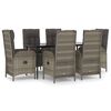 vidaXL Set mobilier de grădină cu perne, 7 piese, negru/gri, poliratan