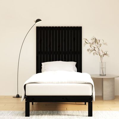 vidaXL Tăblie de pat pentru perete, negru 95,5x3x110 cm lemn masiv pin
