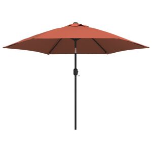 vidaXL Umbrelă de soare cu LED-uri și st&acirc;lp oțel, cărămiziu, 300 cm