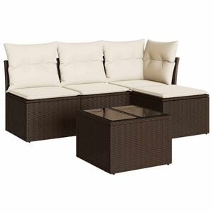 vidaXL Set canapele de grădină cu perne, 5 piese, maro, poliratan