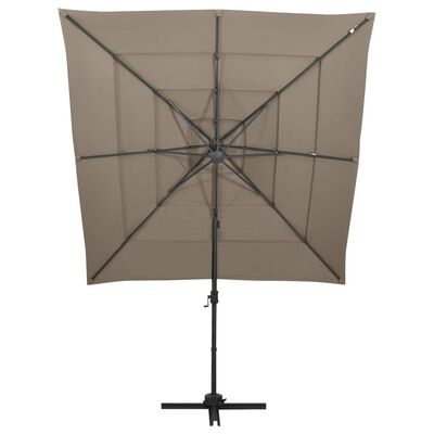 vidaXL Umbrelă de soare 4 niveluri stâlp aluminiu gri taupe 250x250 cm