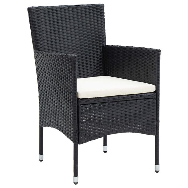vidaXL Set mobilier de grădină cu perne, 9 piese, negru, poliratan