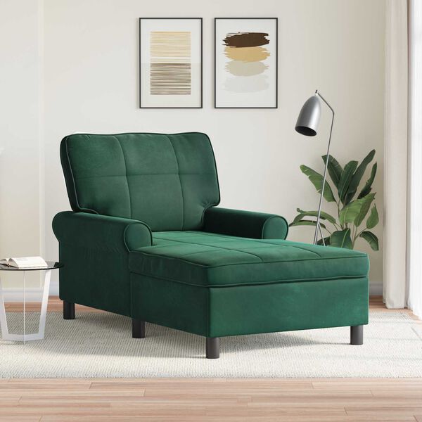 vidaXL șezlong de relaxare Verde &icirc;nchis 91 x 157 x 91 cm Catifea