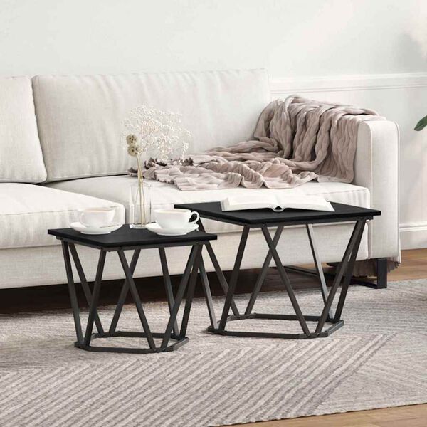 vidaXL Set măsuțe laterale 2 pcs Stejar negru 50 x 50 x 40 cm
