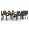 vidaXL Set mobilier de grădină, 9 piese, maro, poliratan
