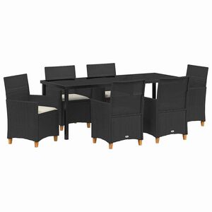 vidaXL Set de masă pentru grădină 7 pcs Negru poliratan