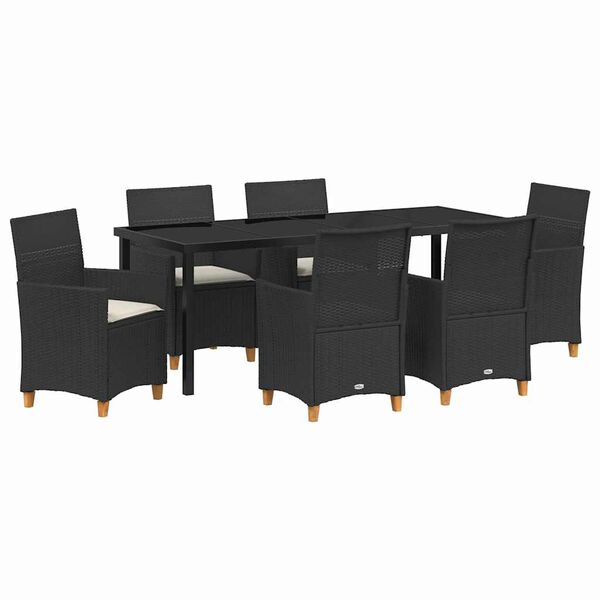 vidaXL Set de masă pentru grădină 7 pcs Negru poliratan