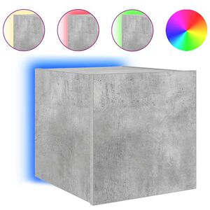 vidaXL Comodă TV de perete cu lumini LED, gri beton, 30,5x35x30 cm
