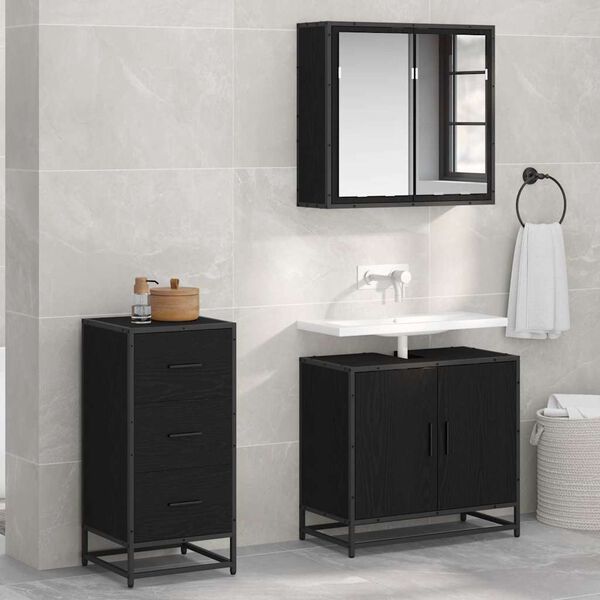 vidaXL Bufet Stejar Negru 35.5 x 35 x 76 cm