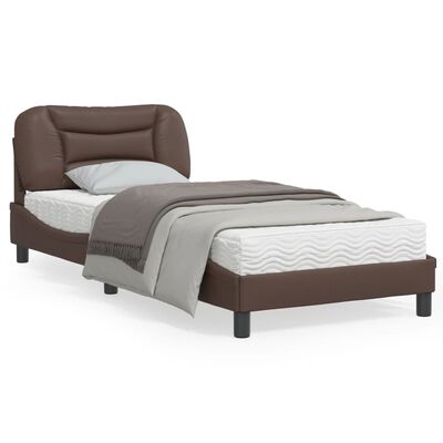 vidaXL Cadru de pat cu tăblie, maro, 80x200 cm, piele ecologică