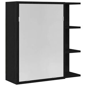 vidaXL Dulap cu oglindă pentru baie Stejar Negru 62,5 x 20,5 x 64 cm