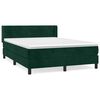 vidaXL Pat box spring cu saltea, verde &icirc;nchis, 140x200 cm, catifea