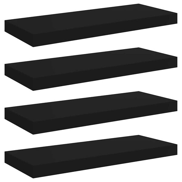 vidaXL Rafturi de perete, 4 buc., negru, 60 x 23,5 x 3,8 cm, MDF