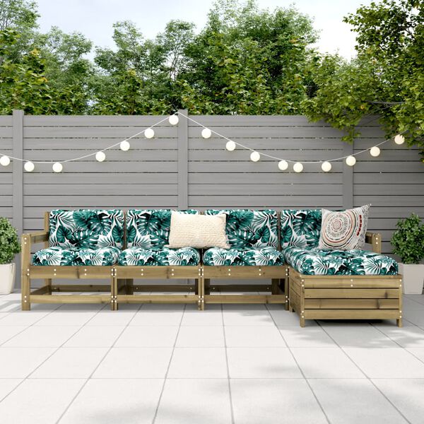 vidaXL Set canapea de grădină, 5 piese, lemn de pin tratat