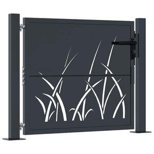vidaXL Poartă de grădină antracit 100x75 cm oțel model iarbă