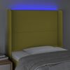 vidaXL Tăblie de pat cu LED, verde, 83x16x118/128 cm, textil