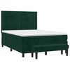 vidaXL Pat box spring cu saltea, verde &icirc;nchis, 140x190 cm, catifea