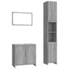 vidaXL Set mobilier de baie, 3 piese, gri sonoma, lemn prelucrat