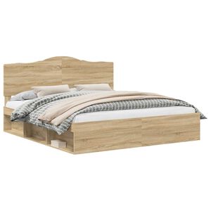 vidaXL Cadru de pat cu headboard Sonoma 180 x 200 cm Lemn de pin masiv