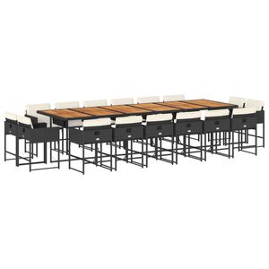 vidaXL Set mobilier de grădină cu perne, 17 piese, negru, poliratan